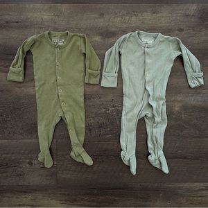 L’oved Baby Organic Snap Footie Bundle, 0-3m Sage Green, 3-6m Seafoam Green